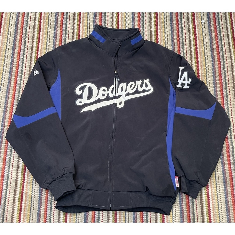 Majestic Black and Blue Dodgers Bomber Jacket